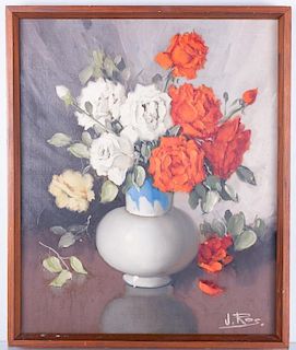 J. Ros O/C Floral Vase Still Life