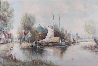 Rolands Oil on Canvas River Scene