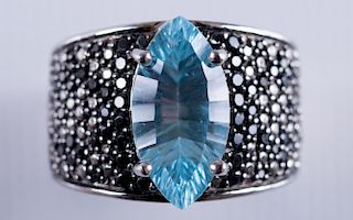 Marquise Blue Topaz & Sterling Ring