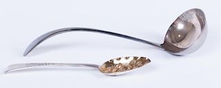 English Silver Spoon and Sliver Plate Ladle