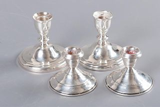 Weighted Sterling Candlesticks, Two (2) Pair