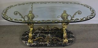 Bronze And Marble Base Coffee Table With Paint