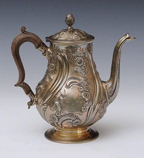 Georgian Style Repousse Sterling Silver Tea Pot