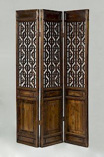 CHINESE STAINED HARDWOOD SIX-PANEL SCREEN