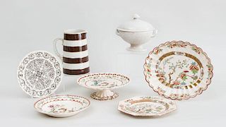 MISCELLANEOUS GROUP OF ENGLISH POTTERY TABLE ARTICLES