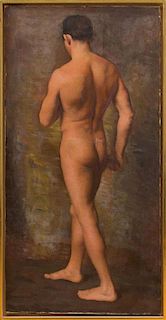 IRENE HIGGINS: STANDING MALE NUDE FROM THE BACK
