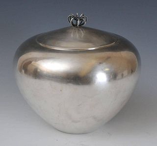 Large  Danish Sterling Silver Jar with Cover