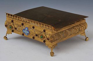 Continental Enameled Brass Book Stand