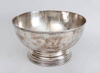 JAPANESE SILVER-PLATED FOOTED PUNCH BOWL AND TWELVE MATCHING PUNCH CUPS