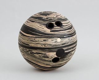 FAUX MARBLE BOWLING BALL, STAMPED 'RIPLEY L16 10882' AND 'HENRY'