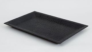 BLACK EMBOSSED-LEATHER TRAY