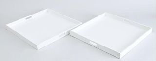 SET OF SIX MODERN WHITE LACQUER TRAYS, DESIGNED BY JONATHAN ADLER