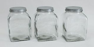 THREE GLASS RETAILER'S JARS