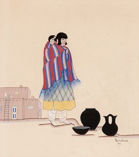 Pablita Velarde [Tse Tsan], Santa Clara Mother & Child, 1941