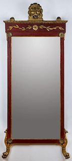 UNUSUAL ITALIAN NEOCLASSICAL PAINTED AND PARCEL-GILT MIRROR