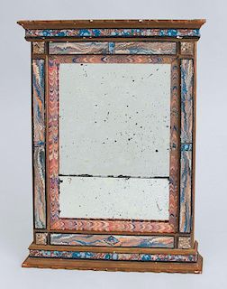 ITALIAN BAROQUE STYLE MARBLEIZED PAPER-MOUNTED SMALL MIRROR