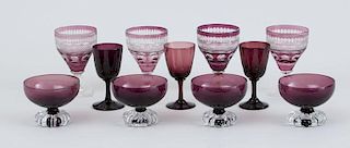 GROUP OF THIRTY-ONE AMETHYST GLASS TABLEWARES
