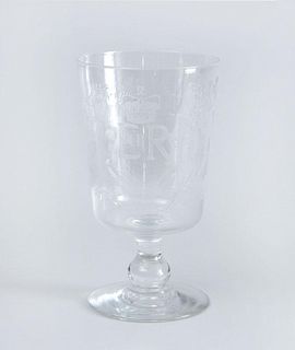 ENGLISH ENGRAVED GLASS CORONATION GOBLET