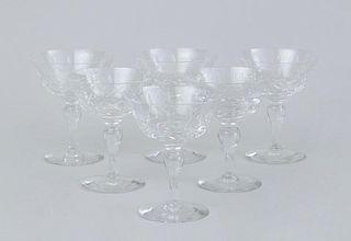 SET OF EIGHTEEN STUART CUT-GLASS CHAMPAGNE COUPES