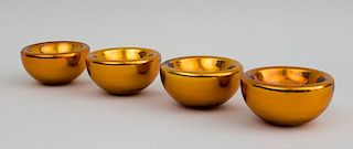 SET OF FOUR CZECHOSLOVAKIAN GOLD MERCURY GLASS BOWLS