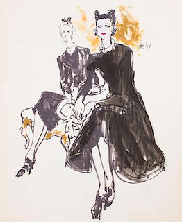 KENNETH PAUL BLOCK (1924-2009): THE DUCHESS OF WINDSOR AND LADY MENDL: TWO SKETCHES