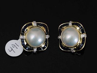 14k Gold Maube Pearl Earrings