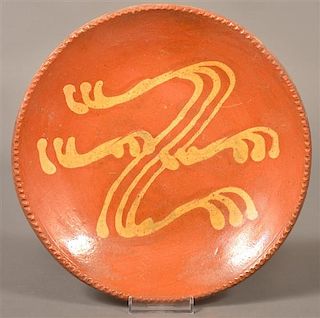Pennsylvania 19th Century Slip Decorated Plate.