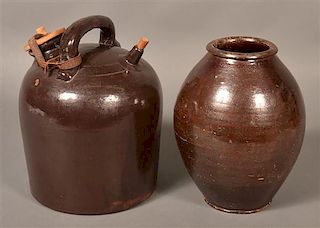 2 Pieces. of 19th Century Glazed Redware.