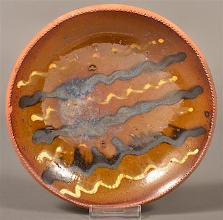 Unsigned Stahl Pottery Redware Plate.