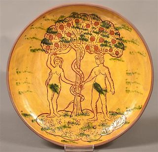 Breininger Pottery 1970 Adam & Eve Plate.