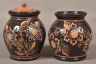 Two Breininger Pottery 2010 Decorated Jars.