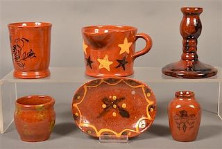 6 Pcs. of Breininger Pottery Glazed Redware.