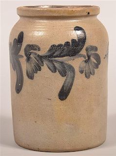 Stoneware Storage Jar with Floral Decoration.