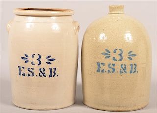 2 Pcs. of E.S. & B. (New Brighton, PA) Stoneware.