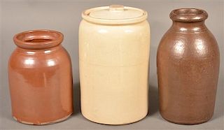 Three Various Glazed Stoneware Storage Jars.