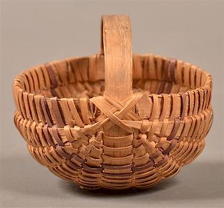 Vintage Woven Splint Miniature Basket.