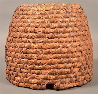 PA 19th Century Rye Straw Coil Bee Skep.