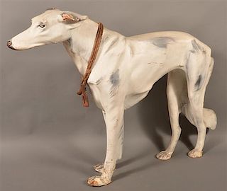 Vintage Life Size Papier-Mâché Greyhound Dog.