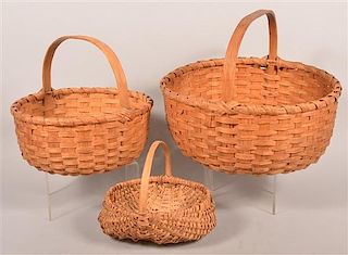 3 Various PA Vintage Woven Splint Baskets.