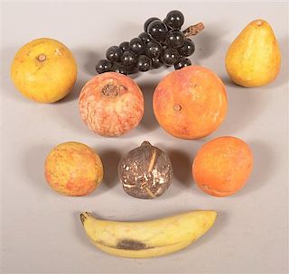 Nine Pieces of Antique Carved Stone Fruit.