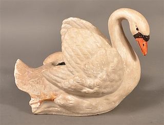 Vintage Plaster of Paris Swan Form Planter.