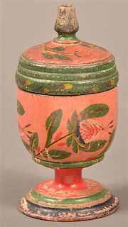 Lehnware Turned and Painted Cov. Saffron Cup.