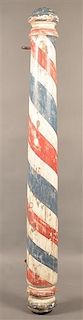 Antique Turned and Painted Wood Barber Pole.