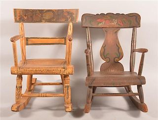 2 PA 19th Century Decorated Child's Chairs.