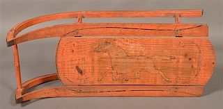 Antique Paint Decorated Wood Child's Sled.