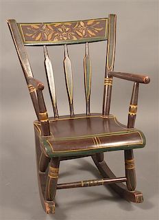 Paint Dec. Child's Arrow-back Rocking Chair.