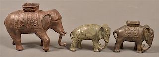 Three Elephant Form Cast Iron Still Banks.
