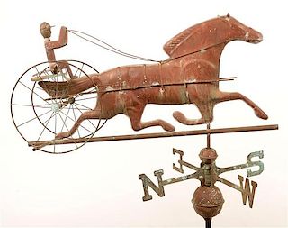 Copper Horse Drawn Sulky Weathervane.