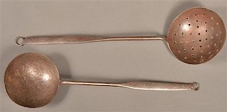19th Century Wrought Iron Skimmer and Ladle.