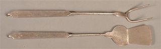 19th Century Wrought Iron Flesh Fork & Spatula.